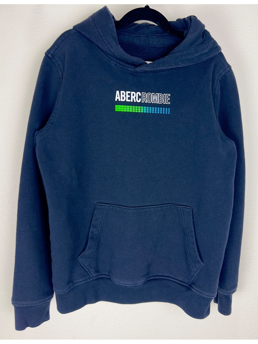 Abercrombie Kids Boys 13/14 Navy Logo Graphic Pullover Hoodie Sweatshirt